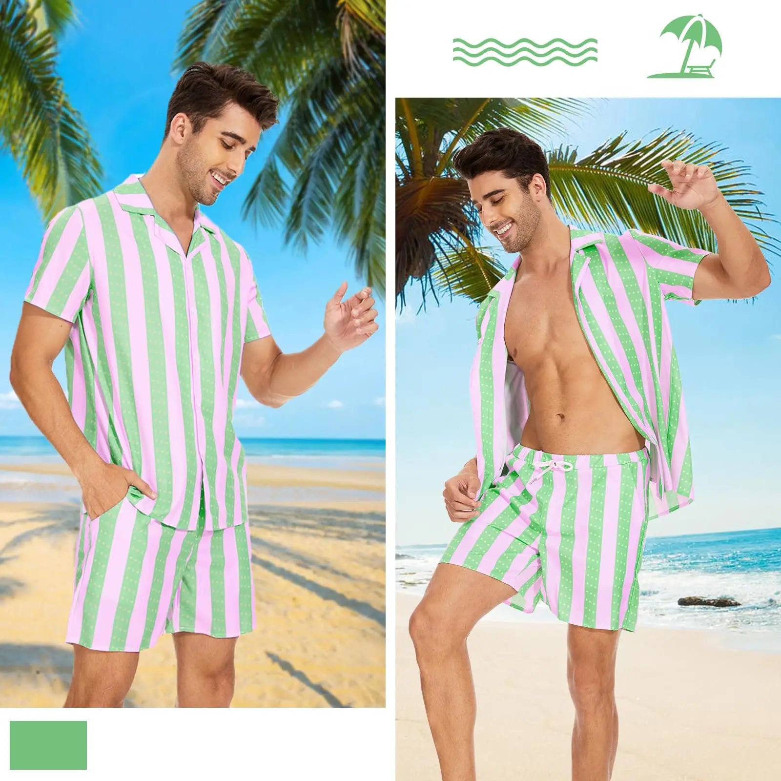 Conjunto de camisa hawaiana para hombre, conjunto de camisa de manga corta estampada en 3D para hombre, conjunto de camisa de dos piezas de solapa de playa de verano, conjunto de ropa informal Unisex