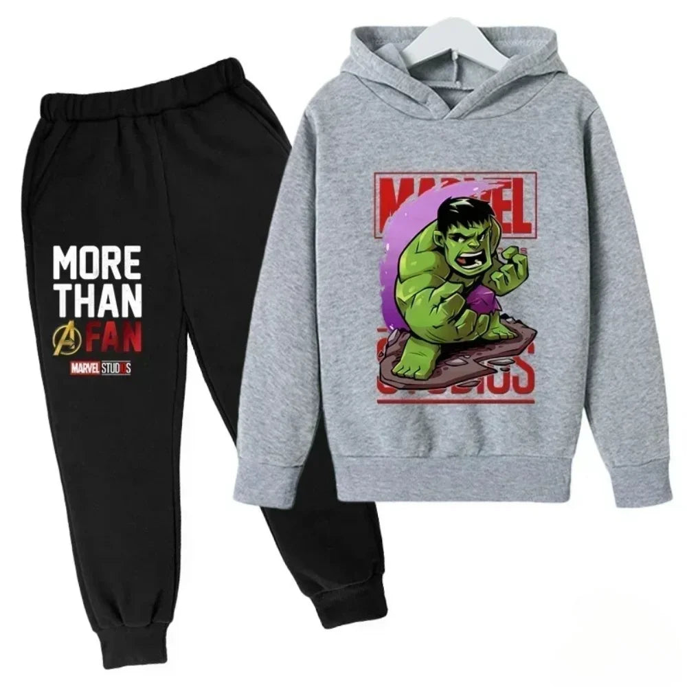 Sudadera con capucha de superhéroe de Marvel para niños, traje con capucha de Hulk para niños, traje de Iron Man para niños y niñas, conjunto de sudadera de otoño e invierno