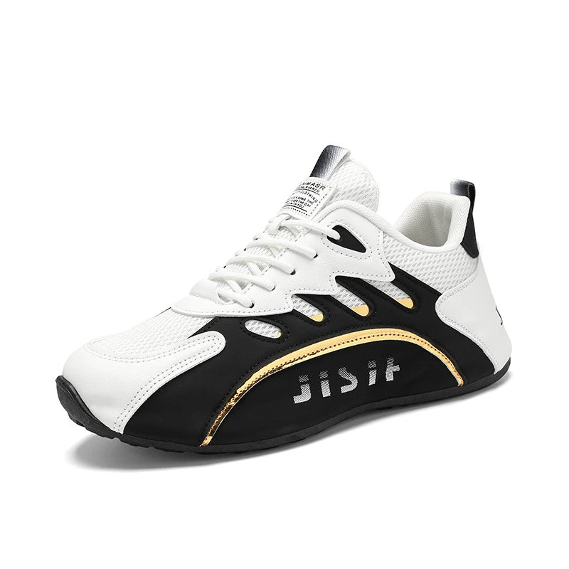 Zapatillas de deporte de malla transpirable rojas y blancas para hombre, zapatos para correr informales a la moda, zapatillas deportivas ligeras antideslizantes para uso diario