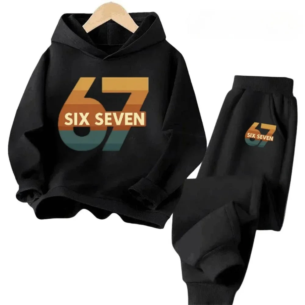Conjunto de Ropa Infantil 67 Comfort, de 4 a 13 Años, Algodón Orgánico Antiencogimiento, Agradable al Tacto, Ropa Escolar, Conjunto de Sudadera Cómoda para Niños
