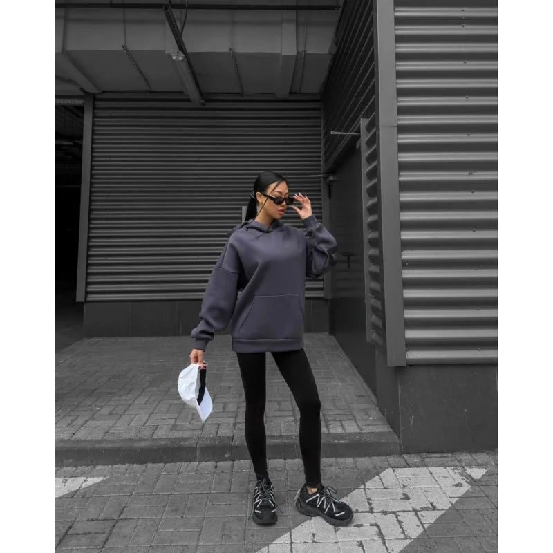 Y2K nuevo en sudaderas con capucha y sudaderas moda de invierno impreso grueso versátil manga larga sudaderas con capucha holgadas ropa de mujer