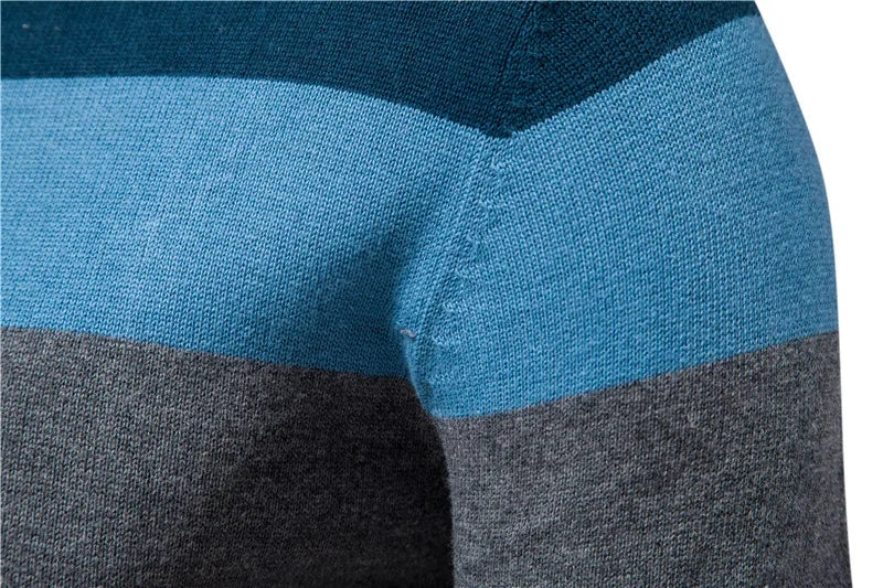 Suéter de punto informal para hombre joven europeo y americano Capa Base de Jersey a rayas, nuevo estilo de otoño e invierno