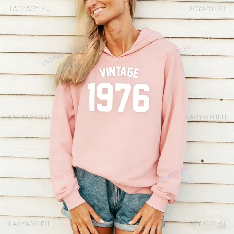 Sudaderas con capucha a juego para 45 cumpleaños, regalo Vintage 1976, sudadera de otoño e invierno, jersey de moda de manga larga para mantener el calor