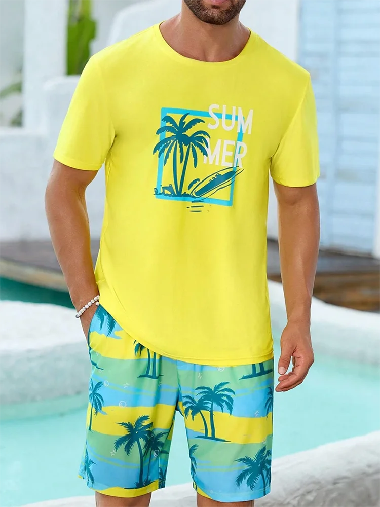 Conjunto Hawaiano Hombre | Camiseta y Pantalón Corto Playa