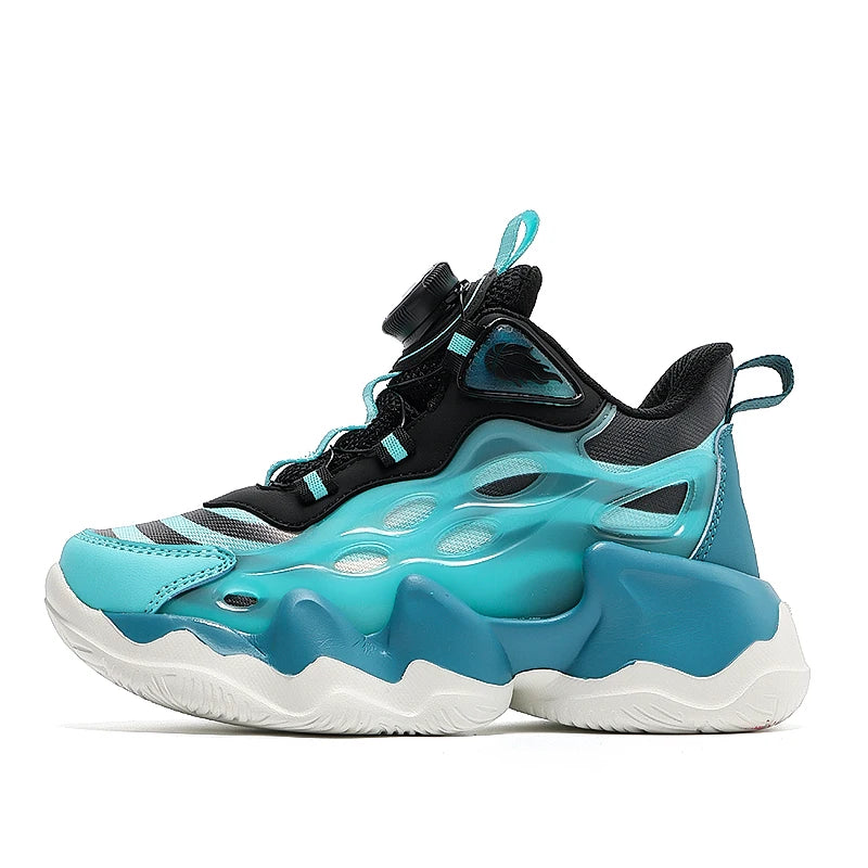 Zapatillas de baloncesto para niños, zapatillas de baloncesto de moda transpirables de malla para adiestramiento al aire libre, antideslizantes, resistentes al desgaste