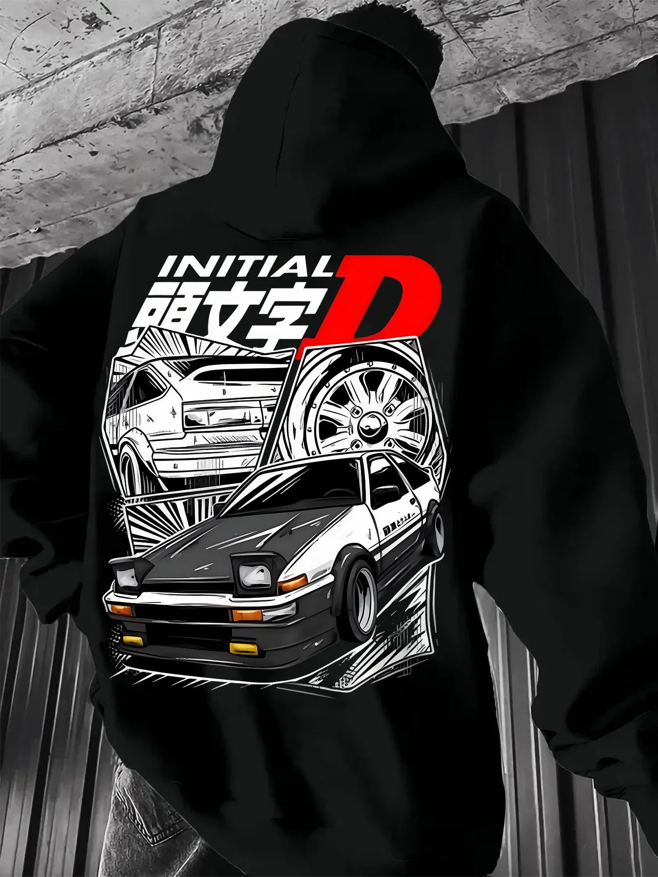 Sudadera Initial D Logo Negro - Anime JDM Hombre