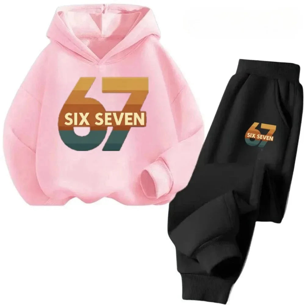 Conjunto de Ropa Infantil 67 Comfort, de 4 a 13 Años, Algodón Orgánico Antiencogimiento, Agradable al Tacto, Ropa Escolar, Conjunto de Sudadera Cómoda para Niños