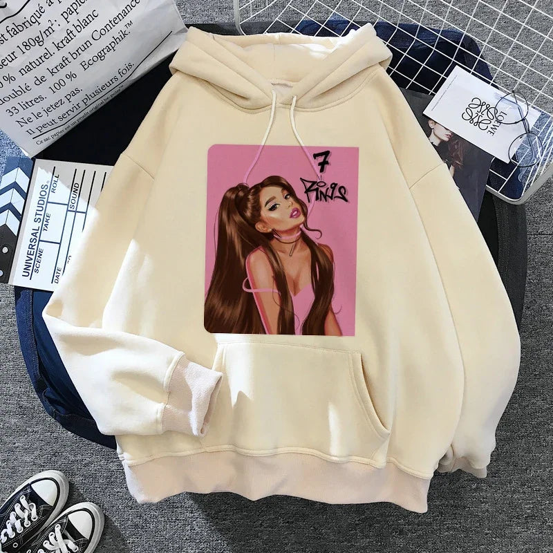 Sudadera con capucha de Ariana Grande Harajuku divertida para mujer/hombre, sudadera de los años 90, ropa para mujer/hombre, jerséis gráficos, capucha de gran tamaño Ulzzang Tumblr