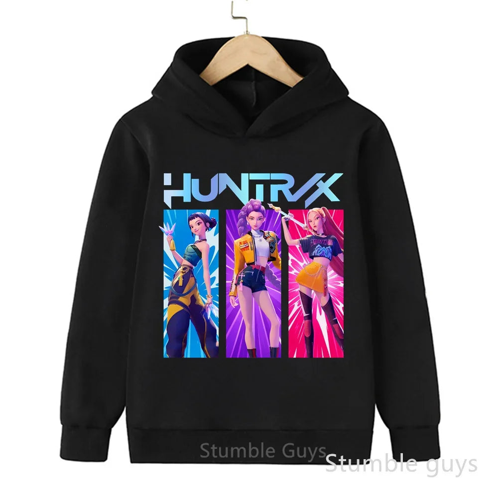 Conjunto de sudadera con capucha Kpop Demon Hunters, ropa deportiva para niños y niñas de 3 a 12 años, ropa de Anime de otoño