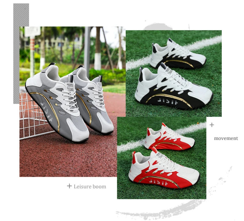 Zapatillas de deporte de malla transpirable rojas y blancas para hombre, zapatos para correr informales a la moda, zapatillas deportivas ligeras antideslizantes para uso diario