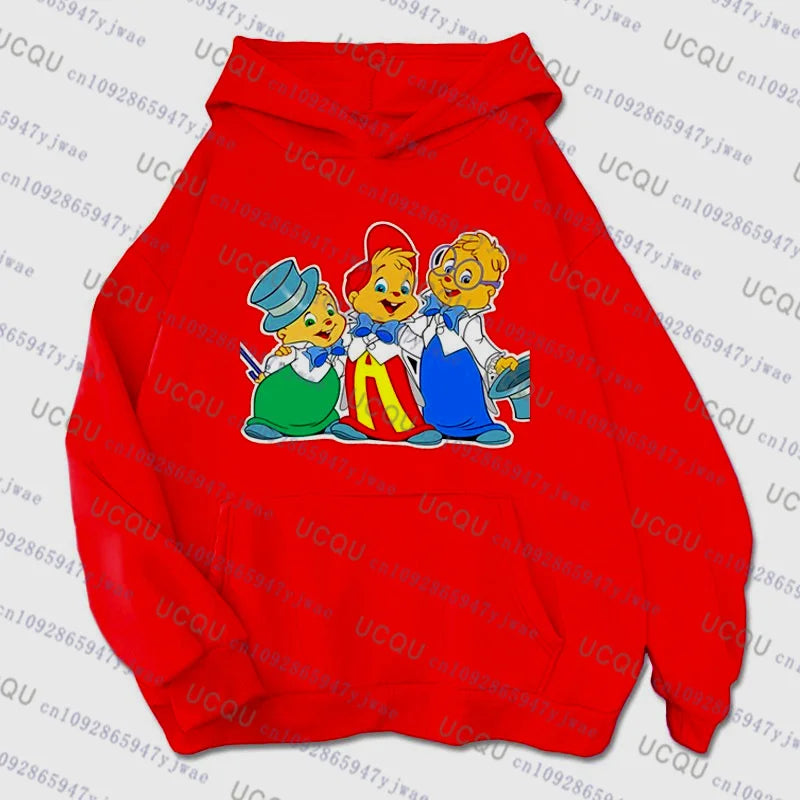 Alvin and The Chipmunks 2026 Sudadera con capucha de moda para mujer y hombre, disfraz de Halloween de Alvin Chipmunk, jersey de algodón para niños