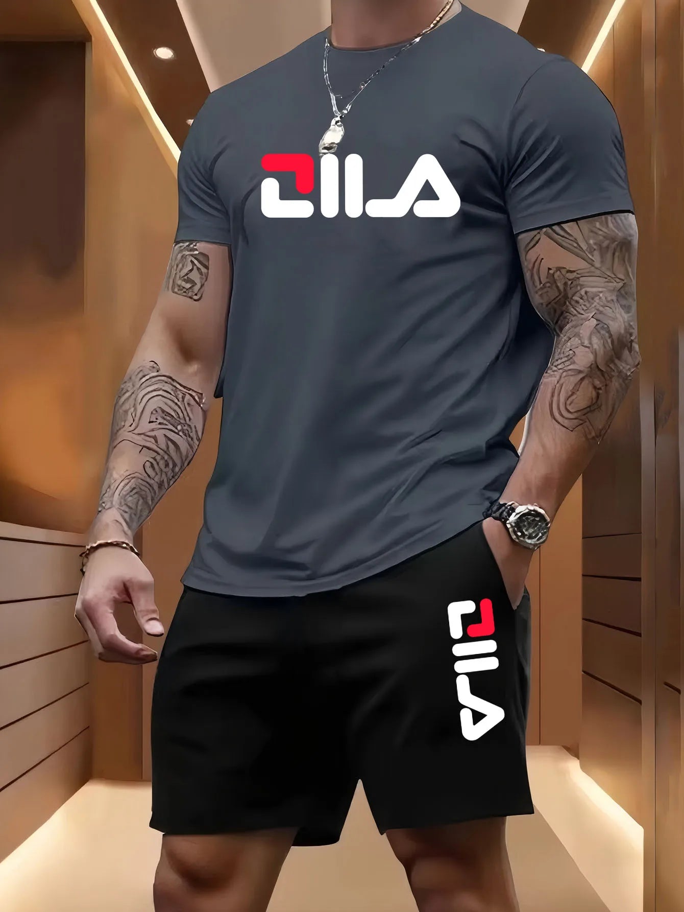Conjunto Deportivo de Verano para Hombre, Informal, para Playa, Baloncesto, Deportes al Aire Libre, Cómodo, de Dos Piezas, con Camiseta Holgada y Pantalones Cortos a la Moda