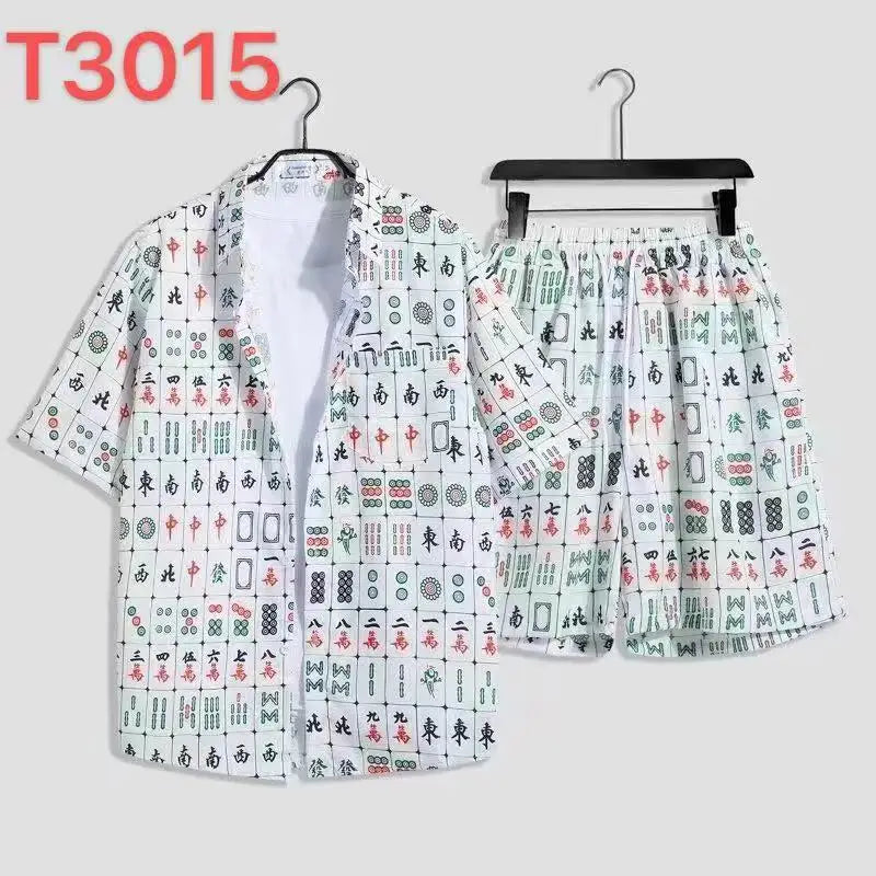 Conjunto Hawaiano 3D Hombre | Camisa Árbol de Coco + Pantalón Corto Playa