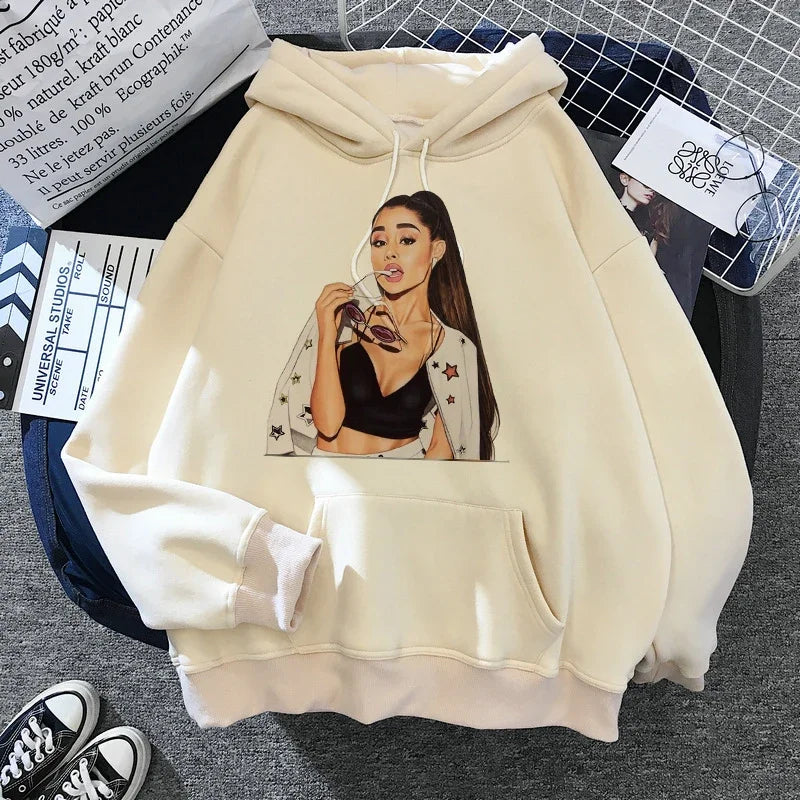 Sudadera con capucha de Ariana Grande Harajuku divertida para mujer/hombre, sudadera de los años 90, ropa para mujer/hombre, jerséis gráficos, capucha de gran tamaño Ulzzang Tumblr