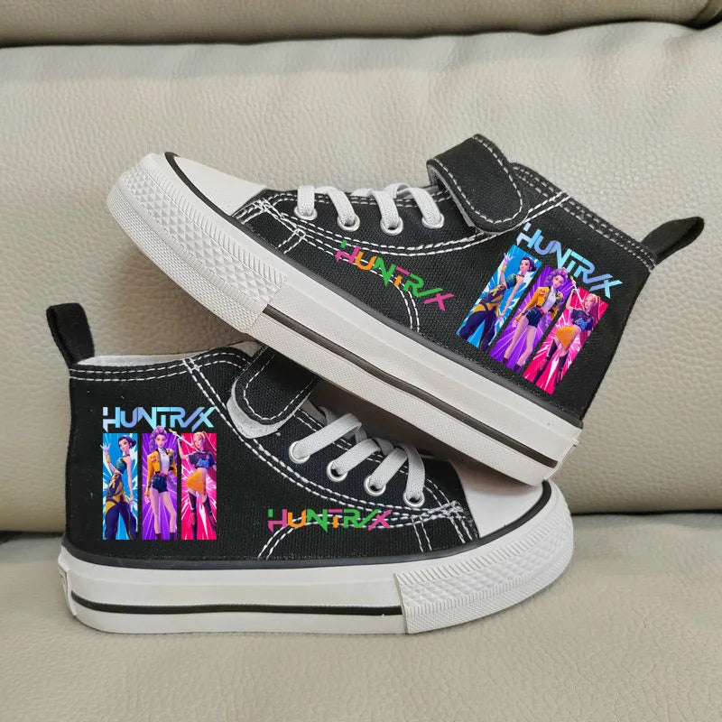 Kpop Demon Hunter zapatos de lona para niños, zapatillas altas para niñas, zapatos deportivos transpirables, zapatos de tenis para correr al aire libre para estudiantes