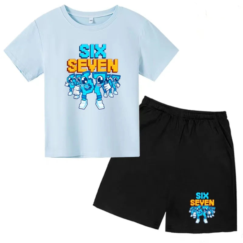 Nueva camiseta de verano con estampado de 67 Number Six Seven para niños de 3 a 12 años, ropa de dibujos animados de manga corta + pantalones cortos, conjunto deportivo informal para niños y niñas