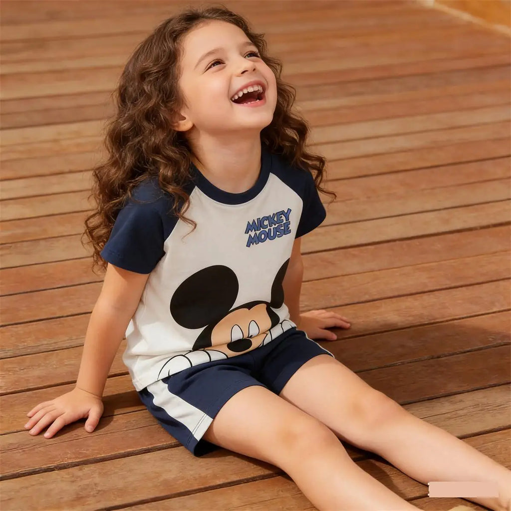 Camisetas de dibujos animados para bebés, niños y niñas, pantalones cortos sueltos, conjunto de dos piezas, chándales de manga corta para niños, camiseta bonita + pantalones cortos, verano 2026