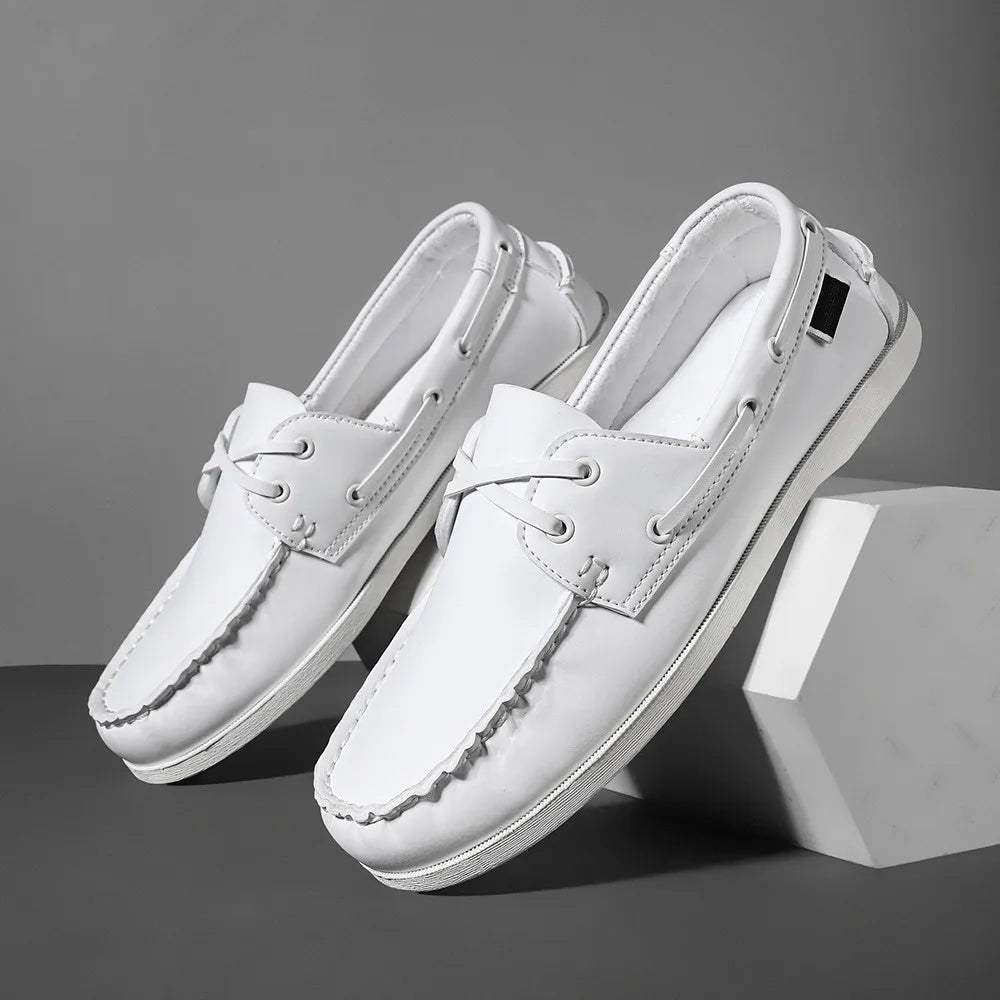 Zapatos mocasines con punta delantal de moda para hombre, cómodos antideslizantes para caminar al aire libre, viajar, primavera y verano