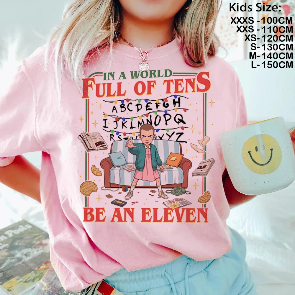 Camiseta Running Up That Hill para niños, camiseta de manga corta The Demogorgon para niños, camisetas informales holgadas con estampado con dibujo para niñas y niños