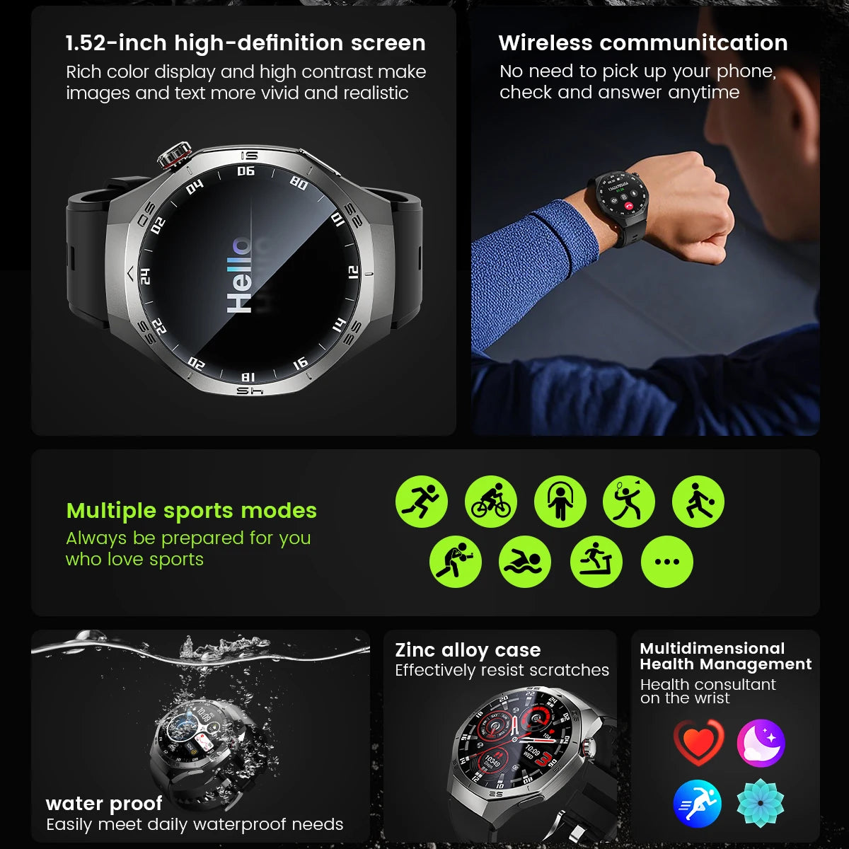 2025New para Android e ios reloj inteligente hombres pantalla AMOLED GPS trayectoria de movimiento ritmo cardíaco llamadas Bluetooth SmartWatch impermeable