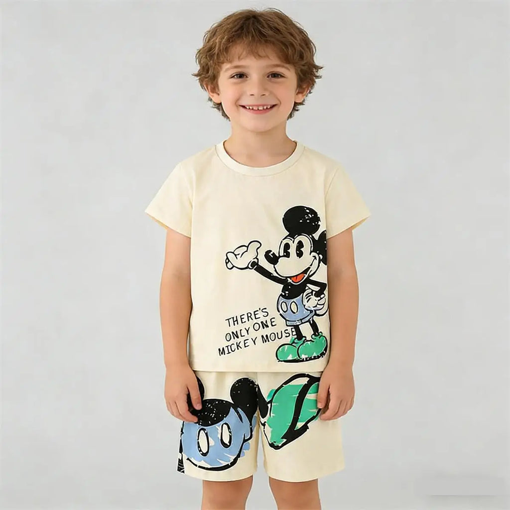 Camisetas de dibujos animados para bebés, niños y niñas, pantalones cortos sueltos, conjunto de dos piezas, chándales de manga corta para niños, camiseta bonita + pantalones cortos, verano 2026