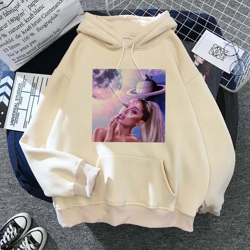 Sudadera con capucha de Ariana Grande Harajuku divertida para mujer/hombre, sudadera de los años 90, ropa para mujer/hombre, jerséis gráficos, capucha de gran tamaño Ulzzang Tumblr