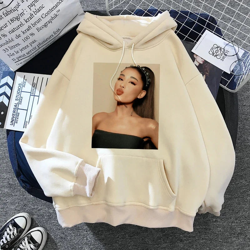 Sudadera con capucha de Ariana Grande Harajuku divertida para mujer/hombre, sudadera de los años 90, ropa para mujer/hombre, jerséis gráficos, capucha de gran tamaño Ulzzang Tumblr