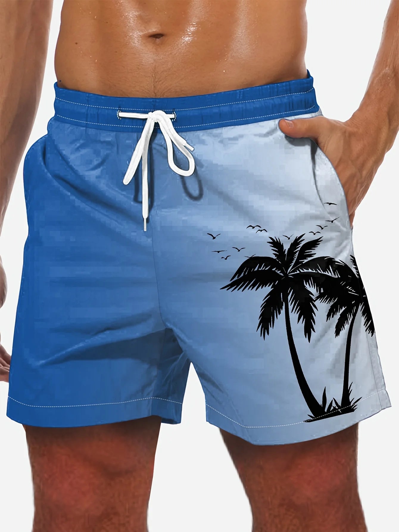 Pantalón Corto 3D Árbol de Coco Hombre | Bañador Playa Suelto Secado Rápido
