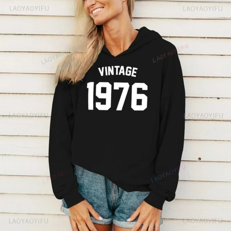 Sudaderas con capucha a juego para 45 cumpleaños, regalo Vintage 1976, sudadera de otoño e invierno, jersey de moda de manga larga para mantener el calor