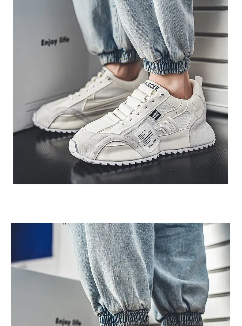 Shoes for Men Casual Sports Four Seasons Moccasins Trend Designed Personality Lace-up Leather Sneakers Comfortable Breathable