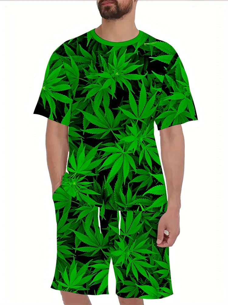 Nuevo traje transpirable de manga corta para deportes al aire libre de verano para hombre, diseño de patrón de letras, conjunto de dos piezas de estilo callejero a la moda de ocio