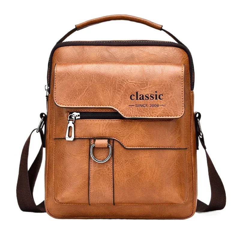 Bolso cruzado para hombre, bolsos de hombro para hombre, bolsos con cremalleras, bolso de cuero Artificial de gran capacidad para hombre, bolsos de mano tipo mensajero, bolsa