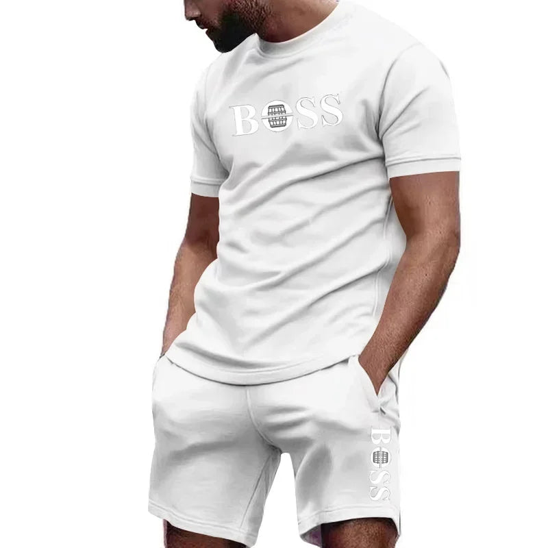 Conjunto deportivo de dos piezas para hombre, camiseta de manga corta y pantalones, ropa deportiva para correr y fitness, verano 2026, gran descuento