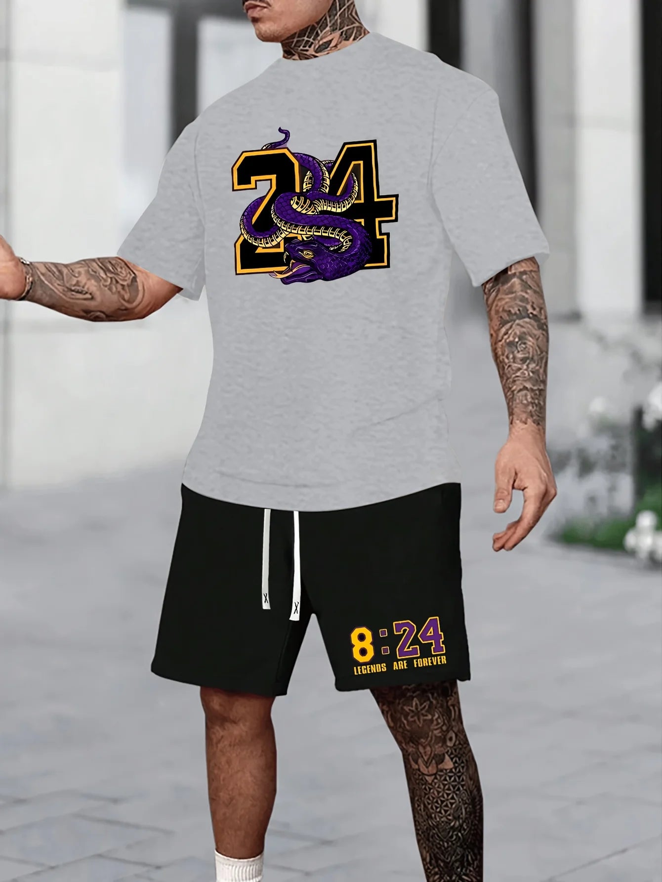 Conjunto relajado con temática Chicago de verano para hombre, conjunto de camiseta y pantalones cortos estampados talla 32, conjunto deportivo informal de dos piezas de talla grande para adultos