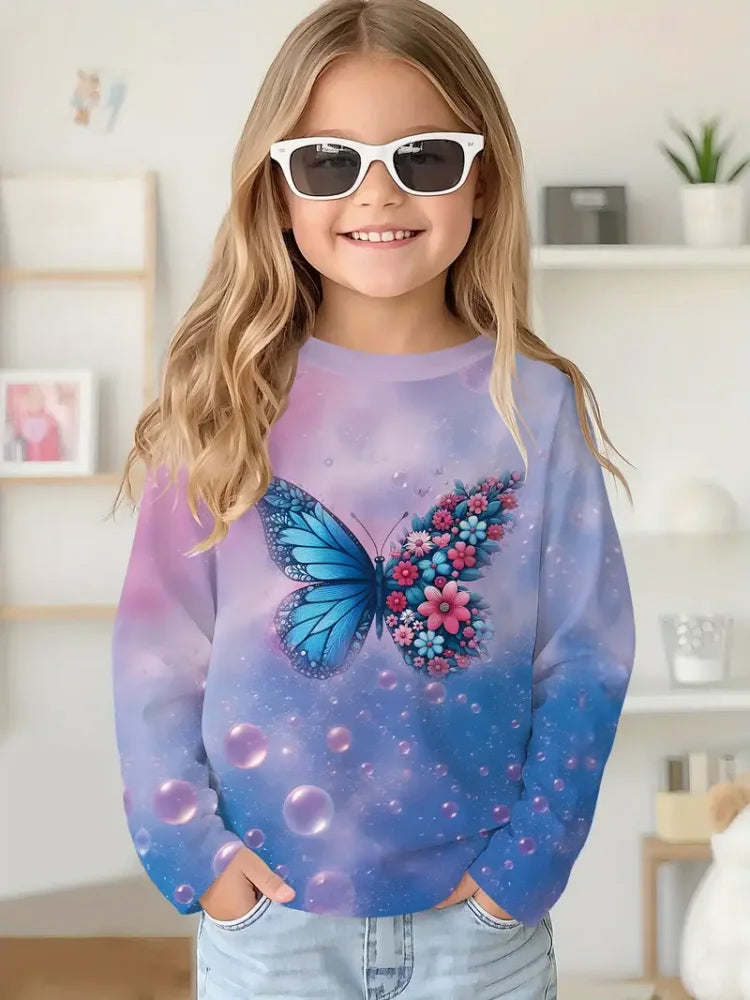 Camiseta de capibala de animales de dibujos animados, camisetas con cuello redondo, camiseta de moda de manga larga, ropa para niños y niñas de 7 a 8 años, ropa para niños