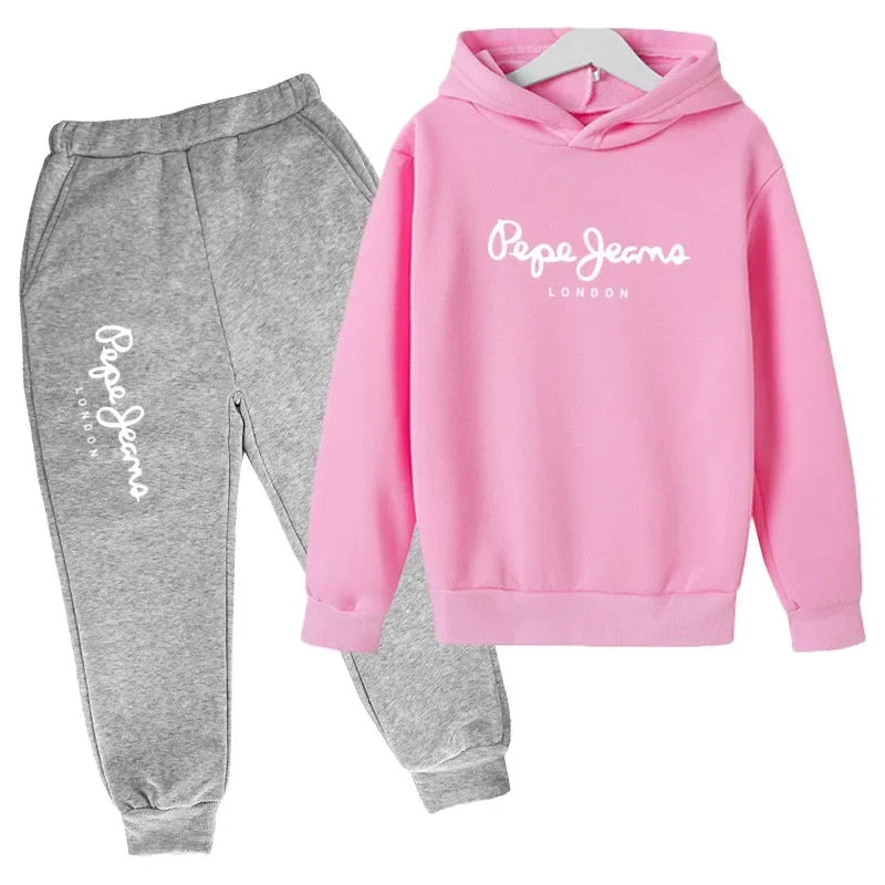 Ocio estampado de letras 2 uds Sudadera con capucha + Pantalones chándales 3-13 años niños niñas primavera otoño trajes ropa de calle ropa para niños