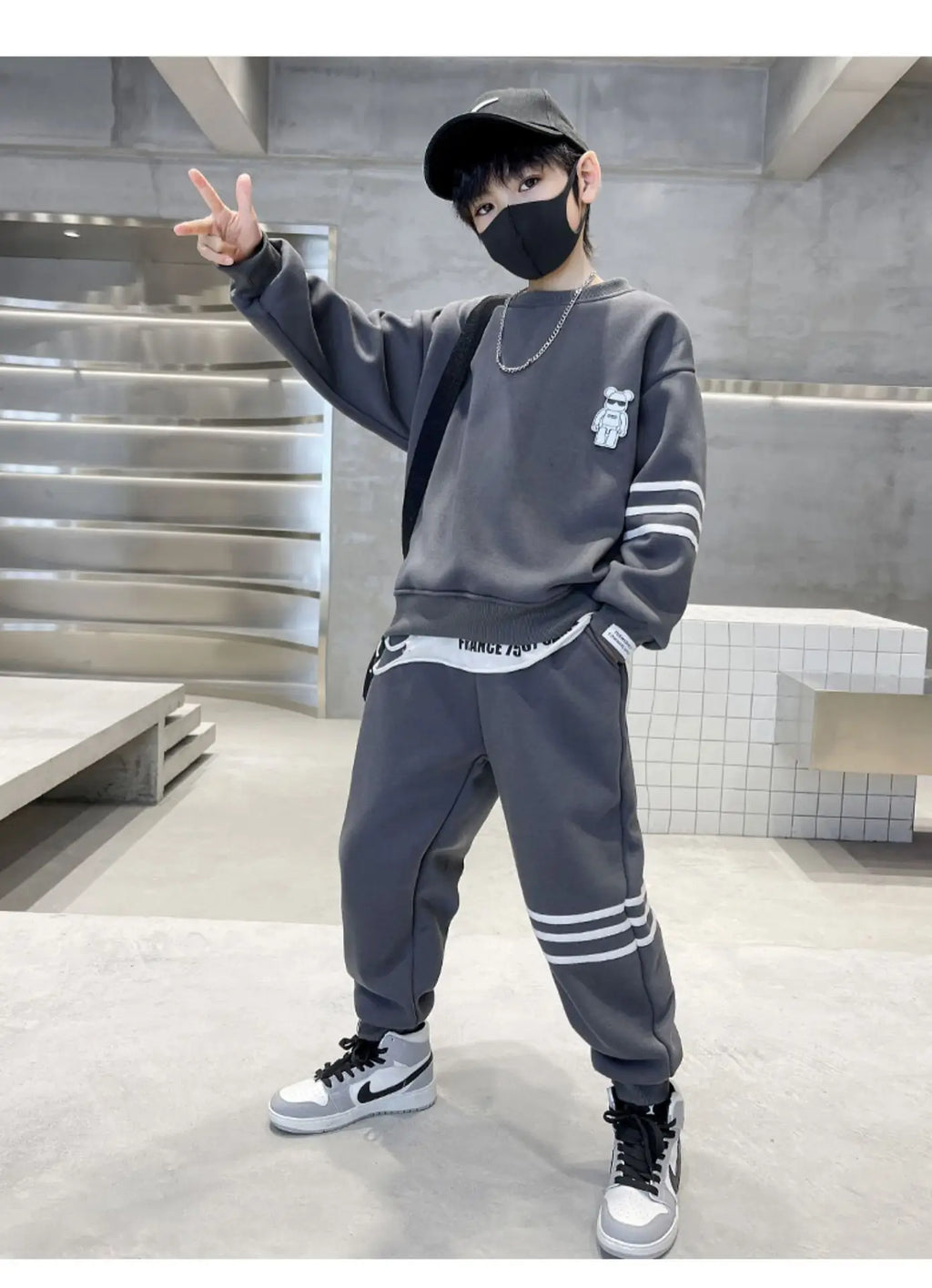 Conjunto de ropa de otoño para niños, sudaderas y pantalones a rayas, traje de 2 uds., jersey para chicas adolescentes, trajes superiores e inferiores, chándales