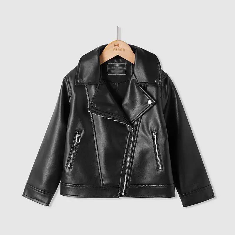 Chaqueta Cuero PU Niños - Estilo Motocicleta Primavera