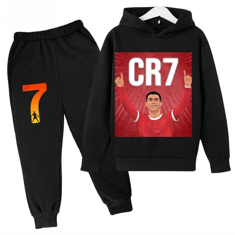 Chándal de Secado Rápido CR7 para Niños de 7 a 13 Años, Ronaldo 7 #   Conjunto Deportivo Estampado, Ropa Deportiva Transpirable, Ropa Infantil de Boutique