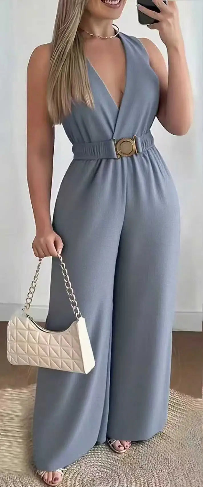 Monos para mujer 2026, monos cortos de primavera/verano, mono sexy sin mangas con cuello en V profundo, mono de pierna ancha, monos ajustados a la moda, ropa de mujer