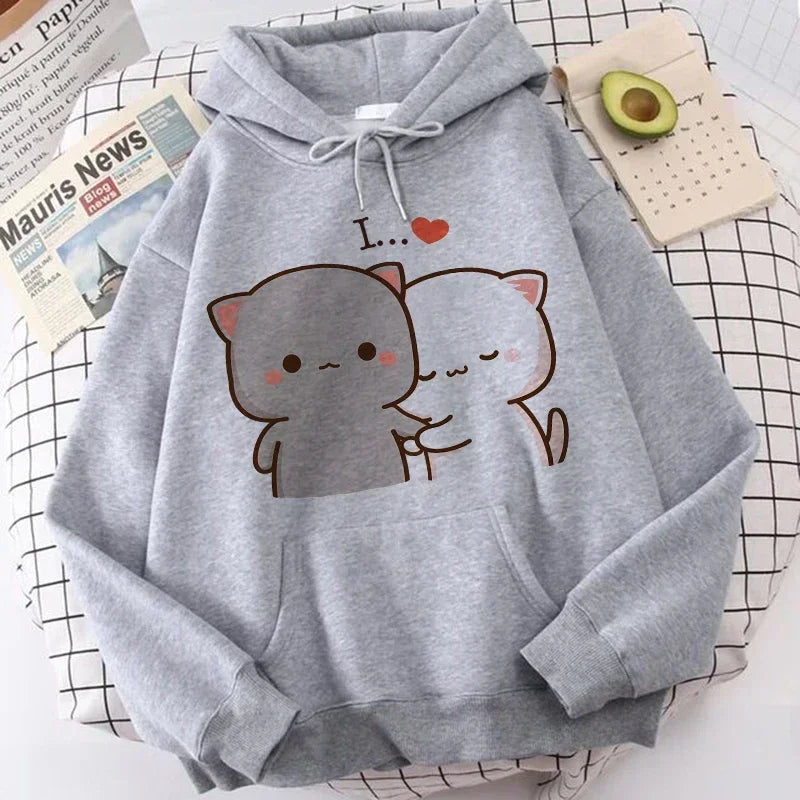 Ropa de calle gótica de dibujos animados para hombre y mujer, sudaderas con capucha con estampado de Bubu Dudu Y2k, divertidas sudaderas Kawaii, ropa con capucha con gráfico Vintage de los años 90