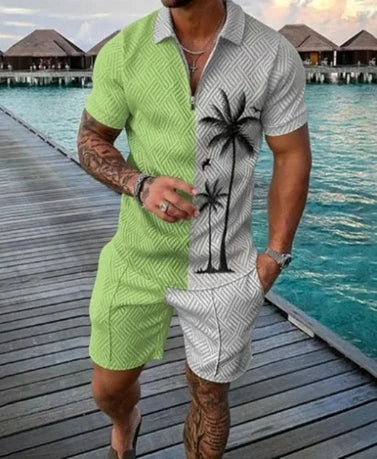 Chándal 3D Hombre | Polo Cremallera + Pantalón Corto Verano