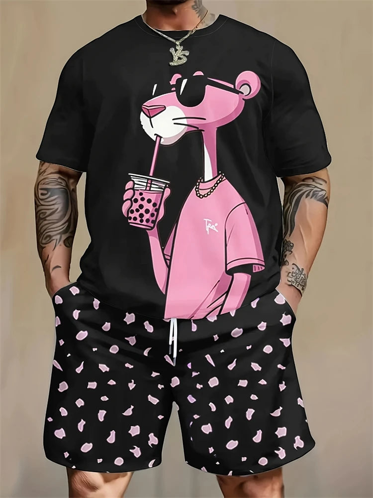 Nuevo traje corto de manga corta con cuello redondo para hombre, moderno y sencillo para actividades al aire libre y uso diario, conjunto de dos piezas