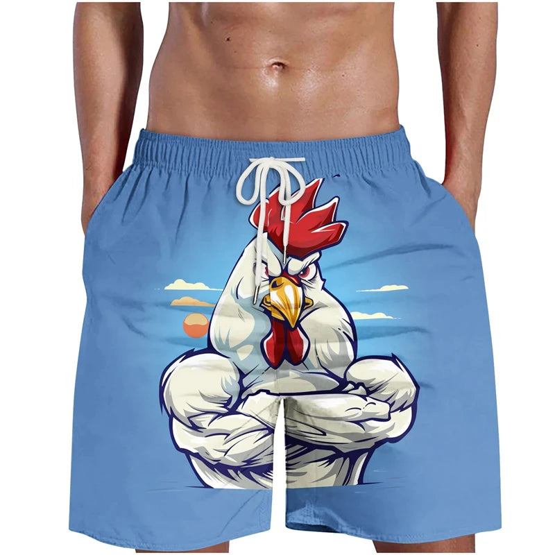 Pantalón Corto 3D Grafiti Gallo Hombre | Bañador Playa Transpirable