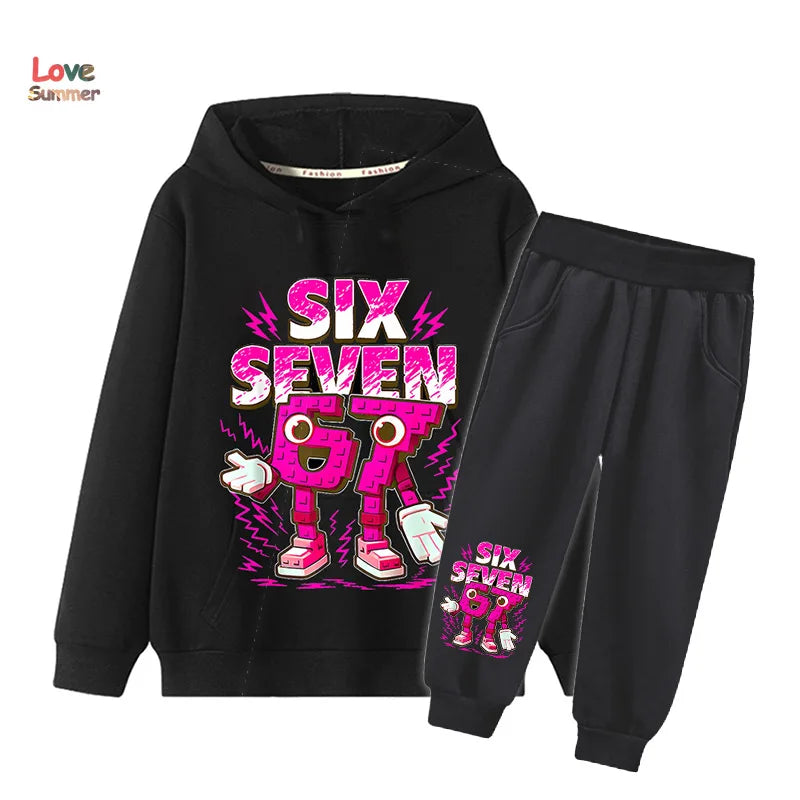 67 Six Seven sudadera con capucha pantalón 2 uds niños niñas italiano Brainrot chico niña sudadera 2 uds traje con capucha bebé chándal Casual