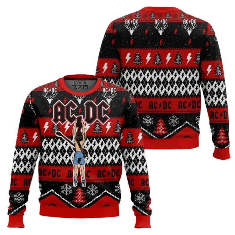 ACDC-suéteres navideños feos para hombre, jersey divertido para fiesta navideña, banda joven Angus, suéteres de Navidad de talla grande, regalo de Navidad 2026