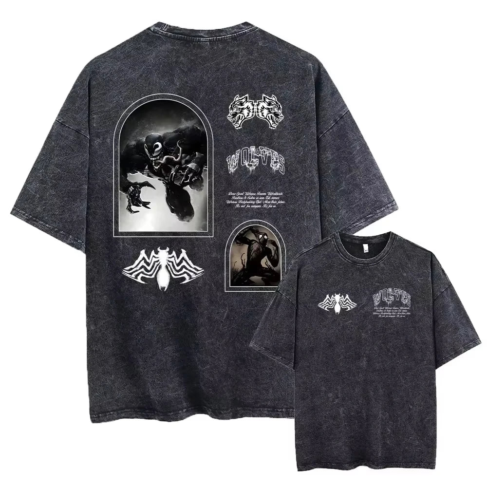 2025 Darc Wolves Sport Vintage camisetas lavadas gimnasio culturismo ropa Unisex verano Fitness TEE entrenamiento deporte camisetas