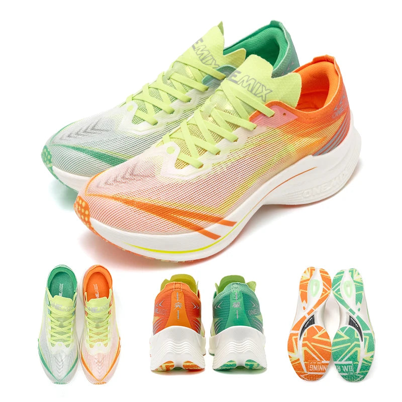 ONEMIX-zapatillas para correr para maratón, placa de carbono, prueba profesional, soporte estable para zapatillas de deporte ultraligeras que absorben los golpes, novedad de 2025