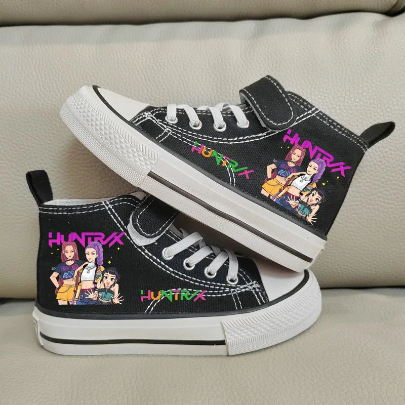 Kpop Demon Hunter zapatos de lona para niños, zapatillas altas para niñas, zapatos deportivos transpirables, zapatos de tenis para correr al aire libre para estudiantes