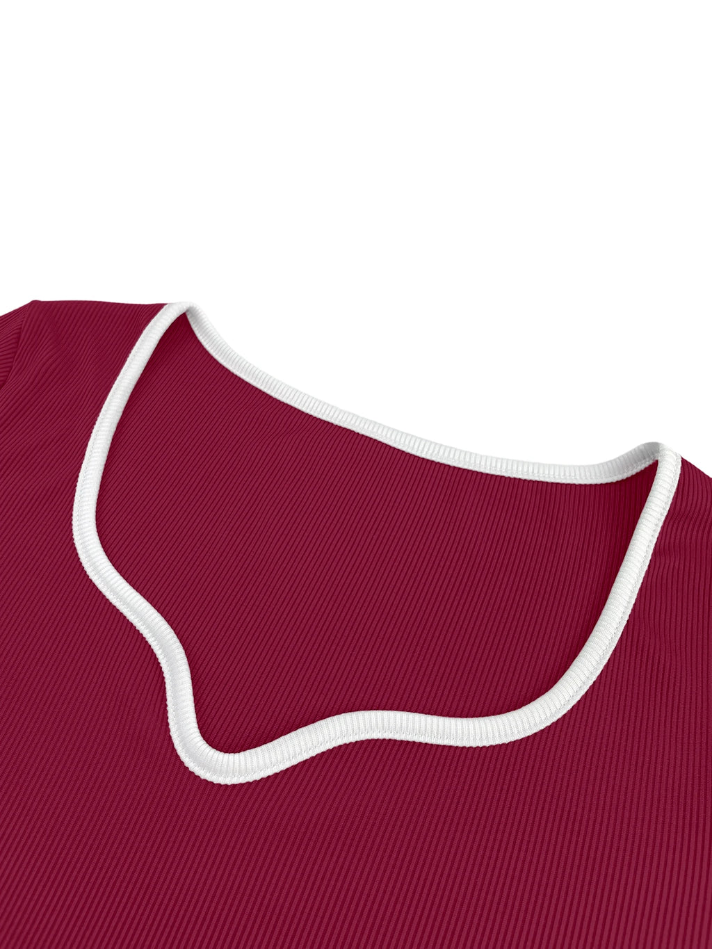 Camiseta corta de estilo coreano con cuello en V y ribetes en contraste, top corto ajustado, camiseta de manga corta con estética de los años 90, camiseta básica informal de verano